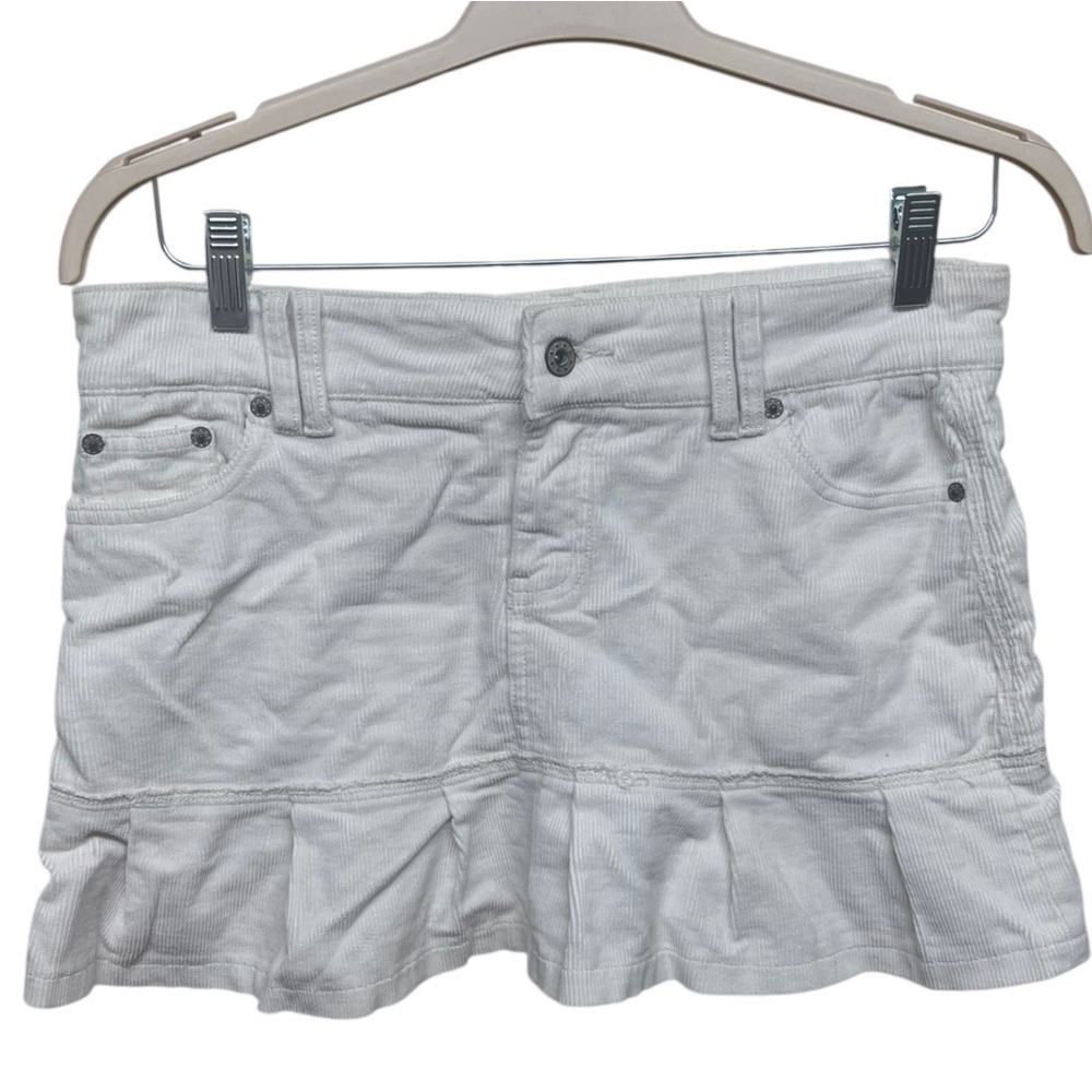 Y2K White Corduroy Micro Mini Skirt Size 9